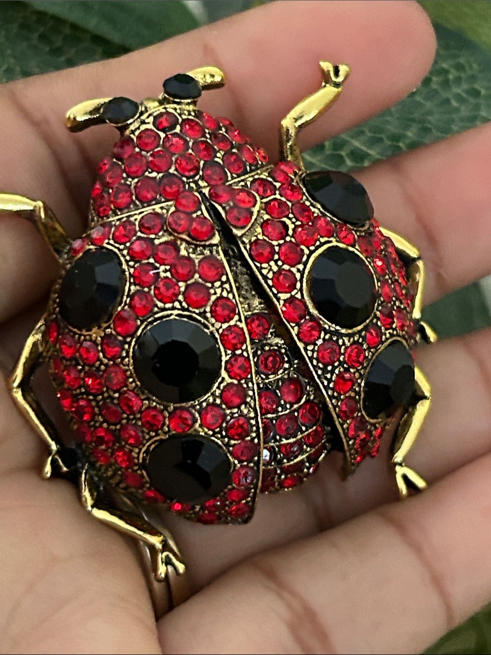 Red Crystal Ladybug Brooch - Brand